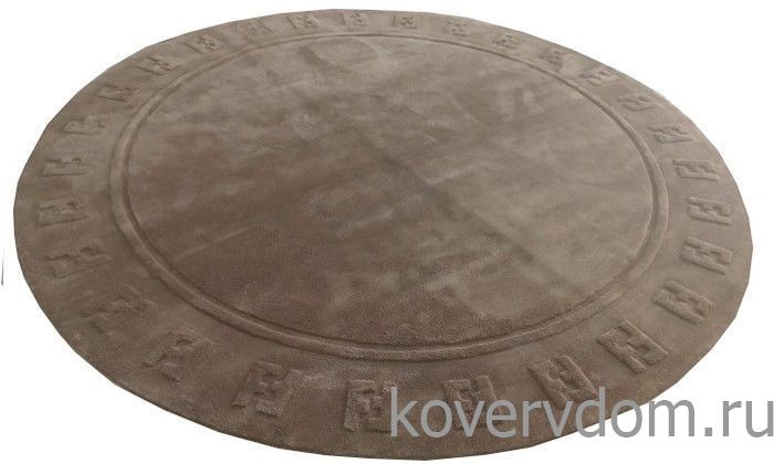 Ковер ручной работы FENDI-9 круглый монохромный taupe Ковер ручной работы FENDI-9 круглый монохромный taupe