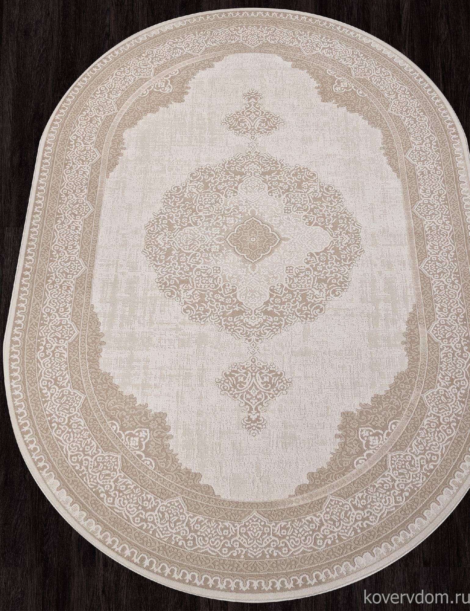 Ковер SIESTA M029A WHITE / LIGHT BEIGE Овал